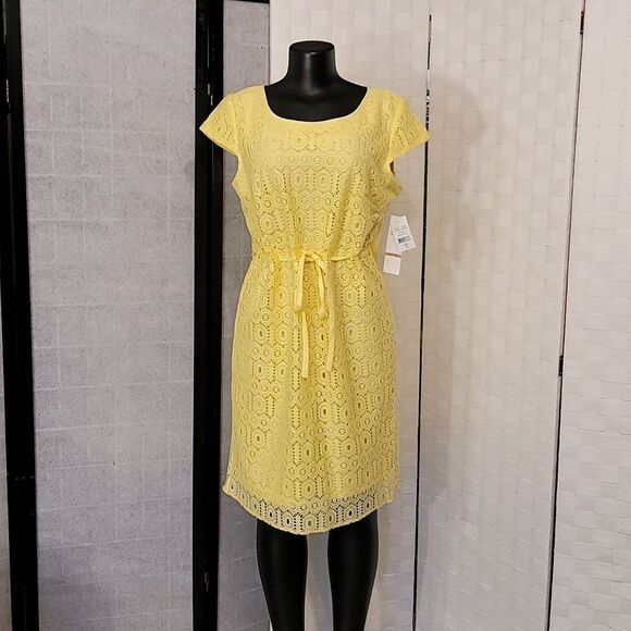 BRAND NEW R&K HIDDEN ZIPPER CLOSURE ROUND NECKLINE SHEATH LACE DRESS - Picture 3 of 15